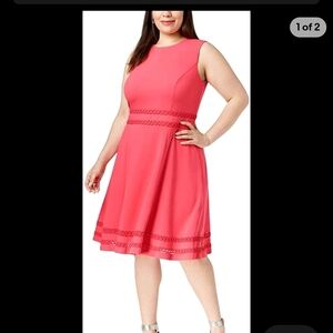 Calvin Klein Coral Sleeveless Midi Dress